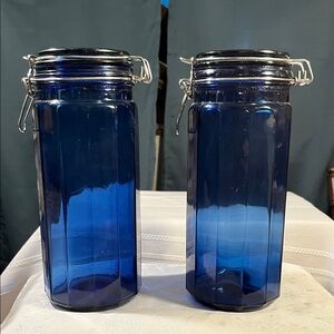 Blue Glass Storage Jars